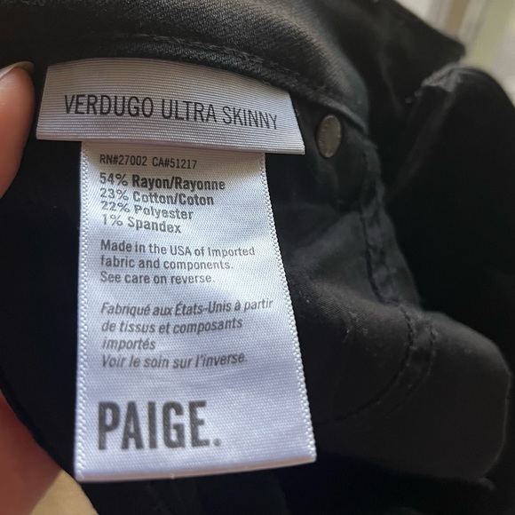 Paige Verdugo Ultra Skinny - Black Shadow Jeans Size 28 made in USA - Picture 10 of 11